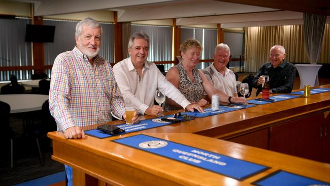 Stephen Hawkes, past President Russell Laird, President Liz Buckley David Ellis and Paul Marinez at the North Queensland Club. Picture: Evan Morgan