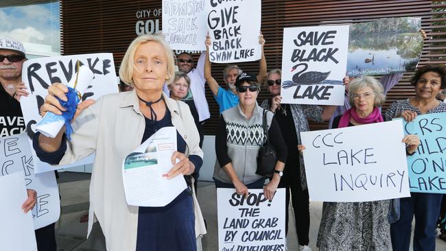 Sally Spain outside City Hall. Picture: Glenn Hampson.