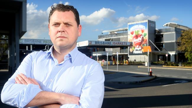 Doug Tynan, the VGI director of a Sydney-based investment firm, outside the Brisbane Markets. Picture: AAP Image/Steve Pohlner