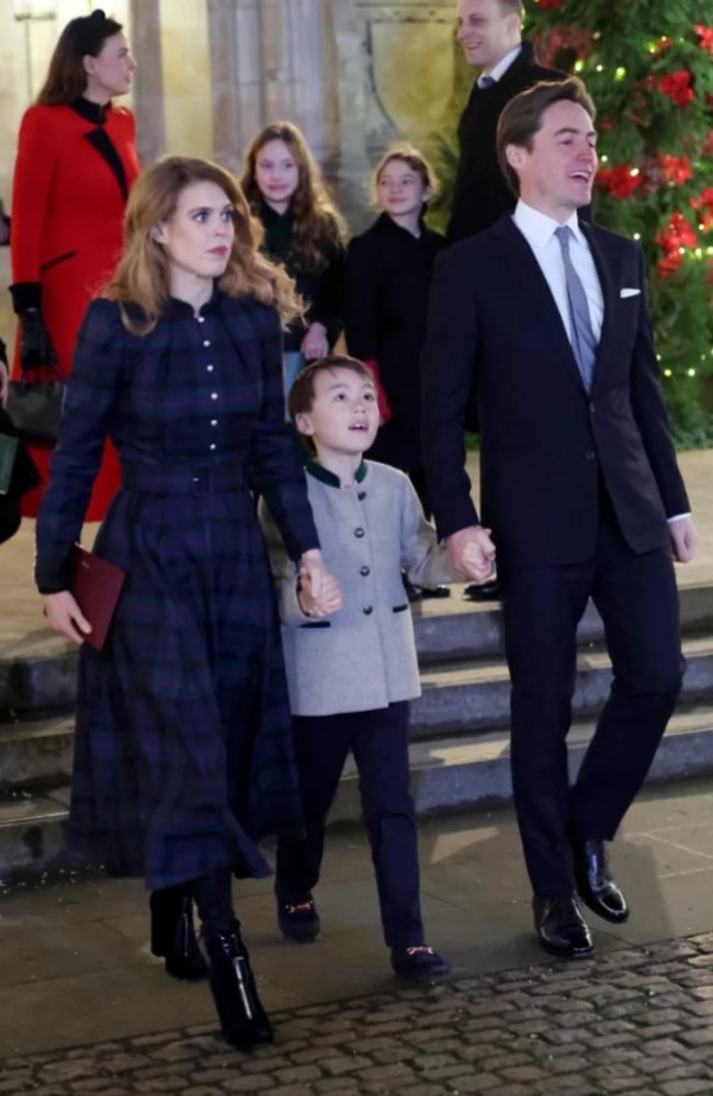 Princess Beatrice pictured with Edoardo and stepson Wolfie. Picture: Getty