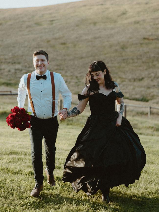 Amelia Whitfield knew she didn’t want traditional and opted for a black dress. Picture: Love Drunk Elopement Photography