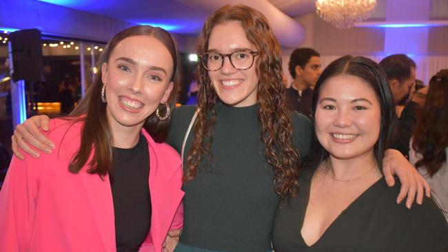 Kate Stephenson, Claudia Amouzandeh and Maiko Sharp at Queensland Academies Creative Industries formal.