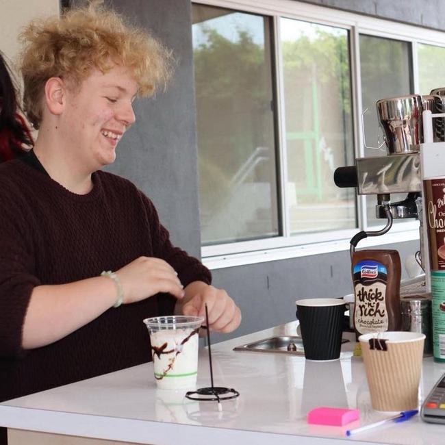 Jayden Daff woke up early to operate the school coffee cart at Reynella East College. Picture: Supplied