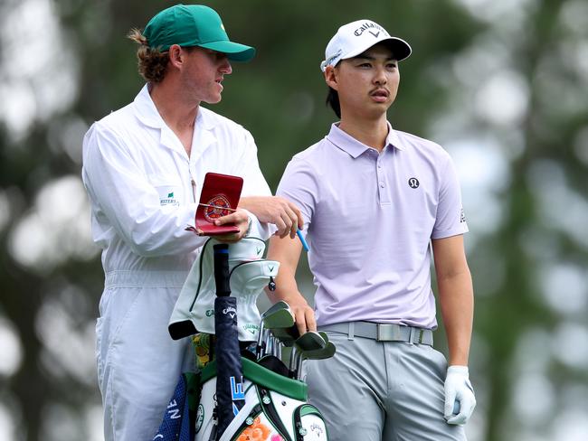 Min Woo Lee is battling an injured finger at his second Masters. Picture: Andrew Redington/Getty Images