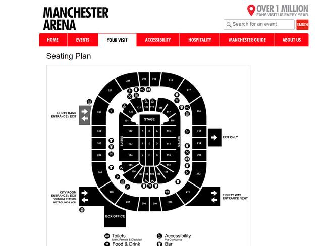 The layout of Manchester Arena.