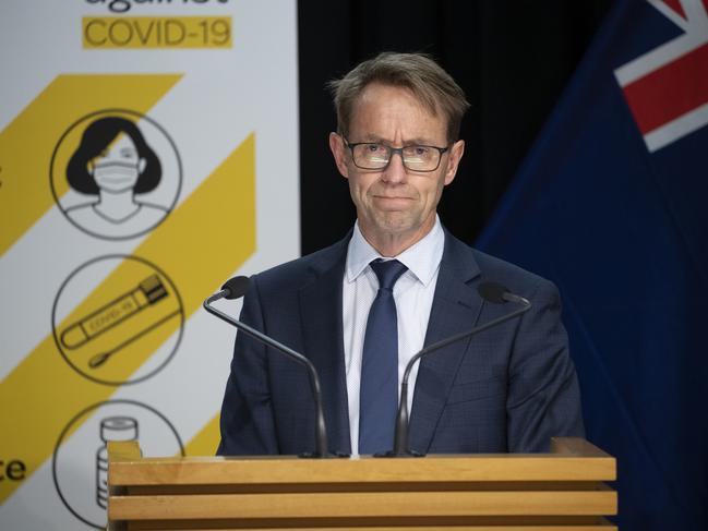 Director general of health Dr Ashley Bloomfield speaks during the post-Cabinet press conference in parliament. Picture: Getty Images