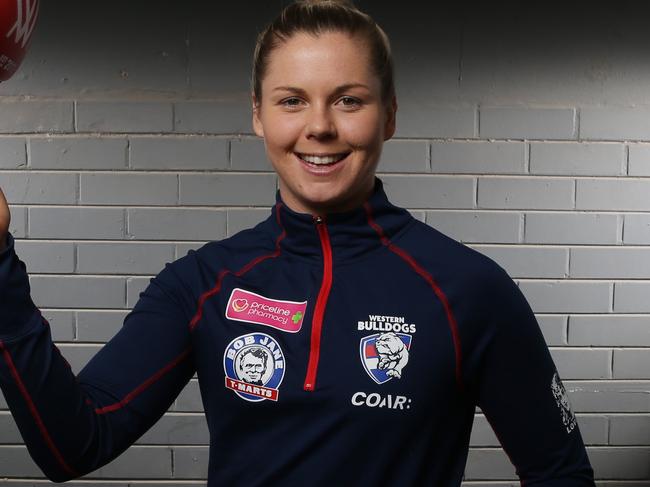 NOT TO BE USED BEFORE SATURDAYS HERALDSUN. After a disappointing first season of the AFLW Western Bulldogs superstar Katie Brennan is raring to go for Saturday nights womens State of Origin clash. Pic: Michael Klein