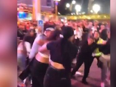 Footage on social media shows the moment the fight broke out in the large crowd. Picture: 2GB