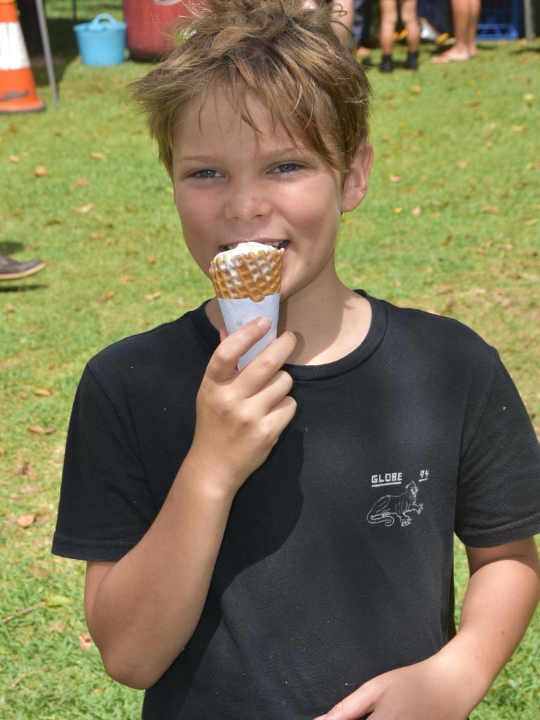 Liam Robinson, 9 keeps cool at the Australia Day Festival.