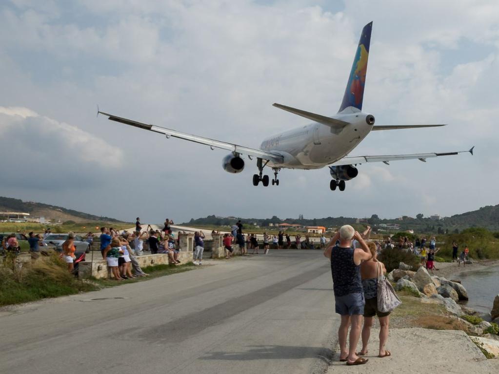 Skiathos Airport is popular with plane-spotters. Picture: Wikimedia Commons/Paul Lakin