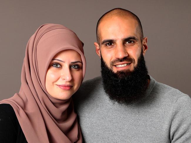 DO NOT USE WITHOUT CONTACTING HER SUN DESK Weekend- Richmond AFL player Bachar Houli at his home in Altona North with his wife Rouba. Picture Rebecca Michael.