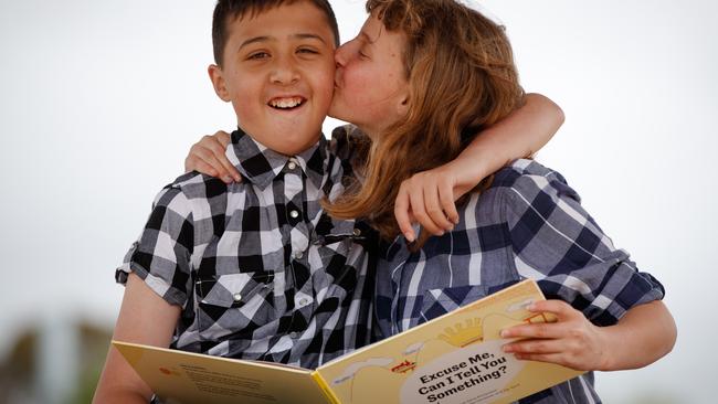 Scout Sylva-Richardson, 14, with her brother Jay, 11, in Plympton. Picture: Matt Turner