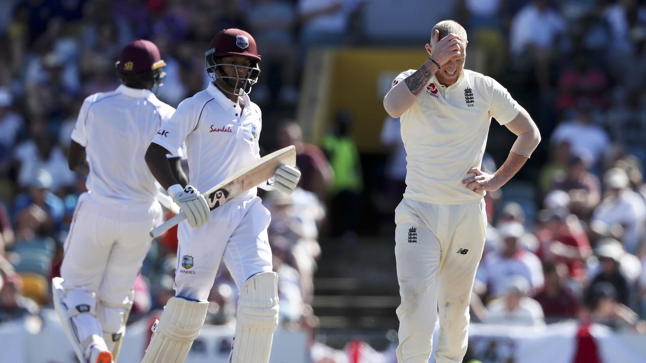 A frustrated Ben Stokes during Shane Dowrich and Jason Holder’s record partnership.