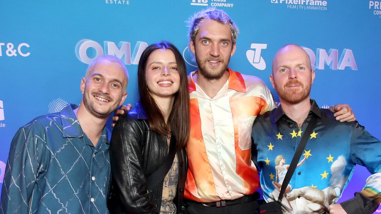 The Jungle Giants on the 2022 Queensland Music Awards red carpet at The Fortitude Music Hall in Brisbane. Picture: Steve Pohlner