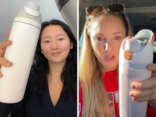 Why the internet is obsessed wit this water bottle. Picture: checkout/Cindy Du, TikTok/@themagicalmillennial