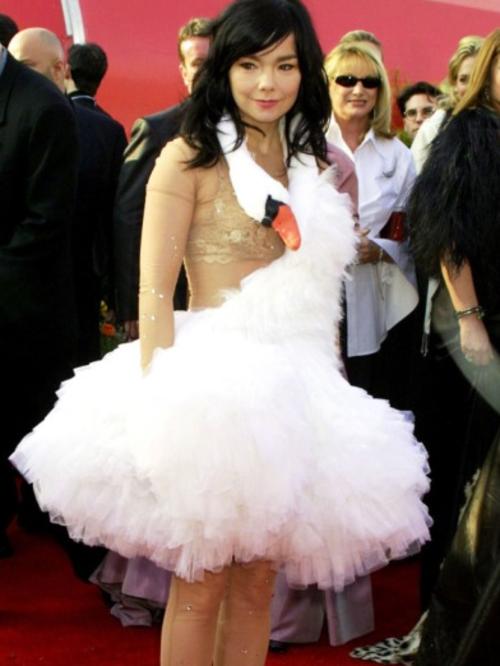 Bjork in her swan dress, which she wore to the Grammys in 2005.