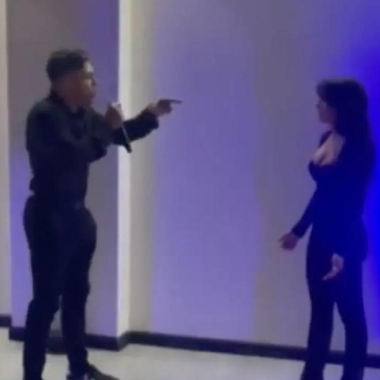 In the clip, filmed at his 40th birthday party, the can be heard shouting ‘I know everything’. Picture: TikTok/CancelThisPod