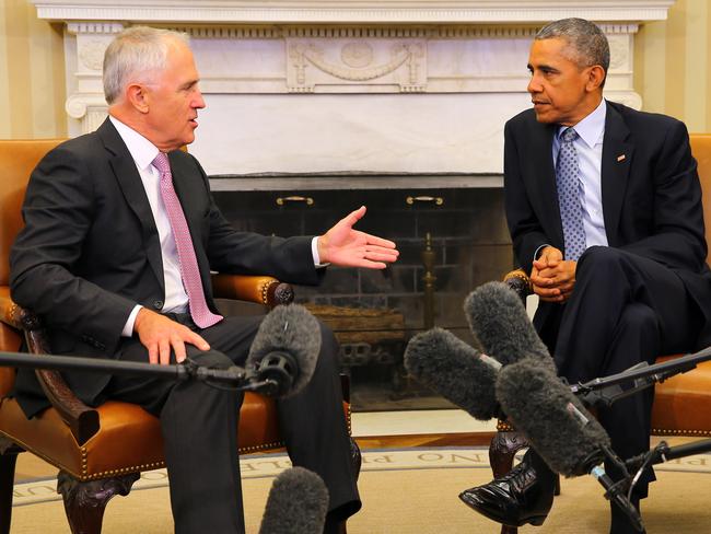 90 minute talks ... The Prime Minister with President Obama. Photo: Nathan Edwards