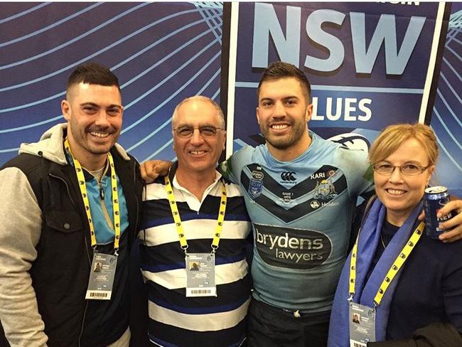 State of Origin star James Tedesco with his brother Matthew, dad John and mum Rosemarie. Picture supplied