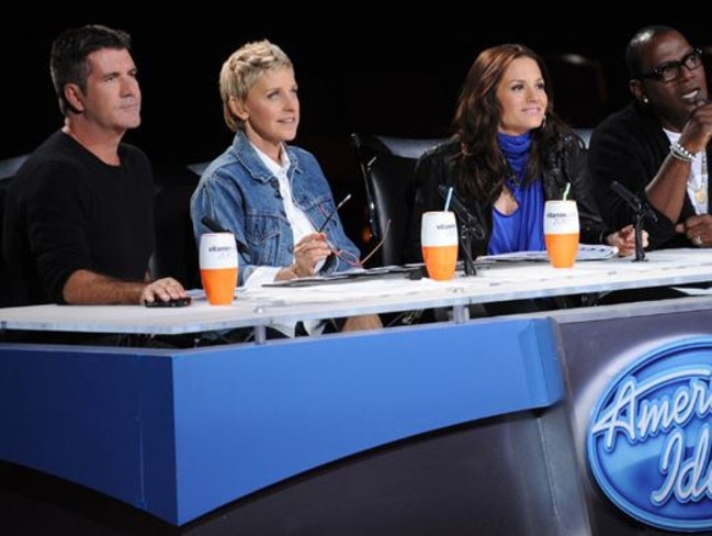 Fallen idol ... Ellen DeGeneres, pictured with judges Simon Cowell, Kara DioGuardi, and Randy Jackson, didn’t enjoy her time on the reality show. Picture: Supplied