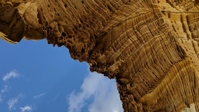 We pause for reflection at the ancient Painted Cliffs. Picture: Amanda Ducker