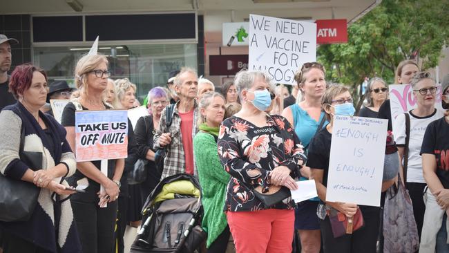 Protesters gathered at City Square for the March 4 Justice event in Coffs Harbour.