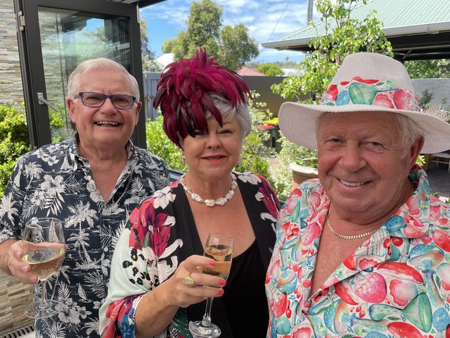 Gary Hancock, Libby Maskey and Phillip Carnell enjoying the Melbourne Cup at Cricketers Arms Hotel, Cooks Hill. Picture: Dan Proudman