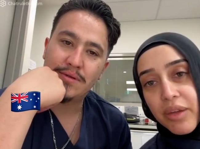 NSW government officials are investigating after a Rashad Nadir and Sarah Abu Lebdeh wearing their NSW Health uniforms were filmed declaring they refuse to treat Israeli people and would “kill them” if they present to their ward.