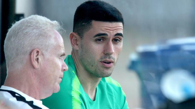 Tom Rogic took it easy after arriving in Brisbane. (AAP/Image Steve Pohlner)