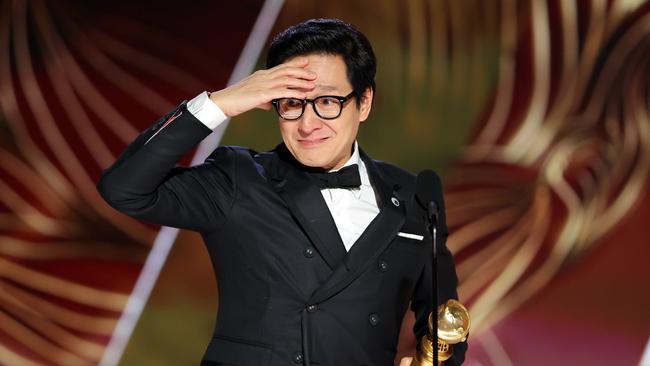 Ke Huy Quan accepts the Best Supporting Actor in a Motion Picture award for Everything Everywhere All at Once. Picture: Getty Images