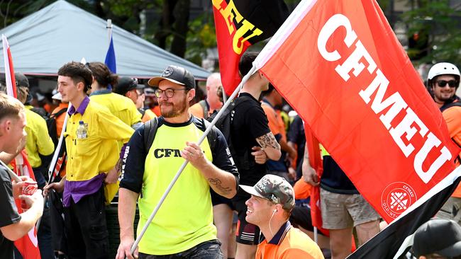 A pro-CFMEU rally in Brisbane. Picture: NewsWire / John Gass