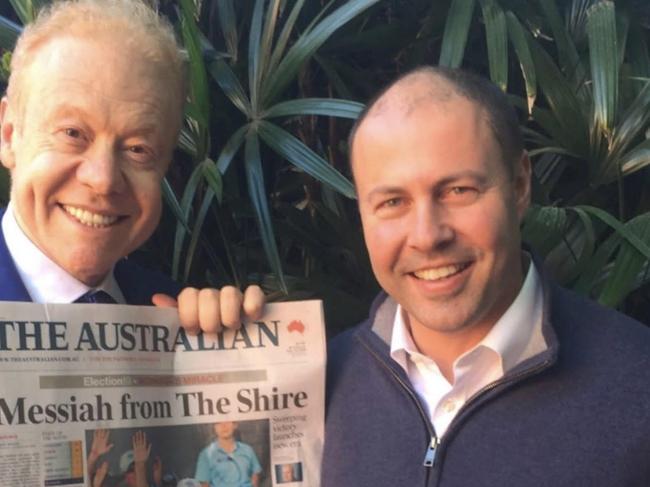 Pratt with Josh Frydenberg after the 2019 federal election. Picture: Supplied