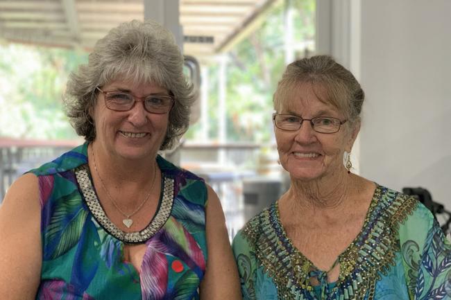 Fay Dunstan (left) and Betty Everson ran the raffle at the Sarina Country Music Family Afternoon. Picture: Duncan Evans