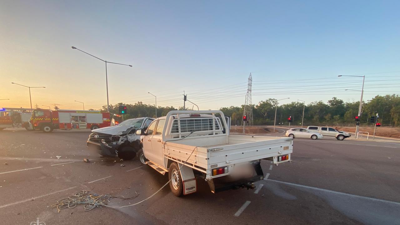 Two utes involved in pile up on August 11. Picture: Supplied by NT Police