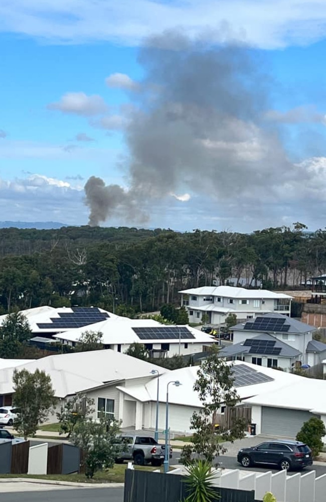 Smoke coming from a fire in Coolum Beach on August 3, 2022, with smoke visible from homes at Peregian Springs, several kilometres away. Picture: Becs Steinhardt