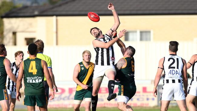 Marion takes on Reynella in a Southern Football League clash in May. Picture: Stephen Laffer