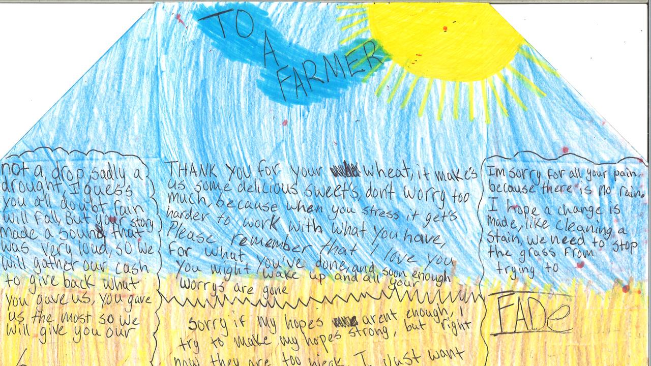 Heartfelt messages of support from Sydney schoolchildren.