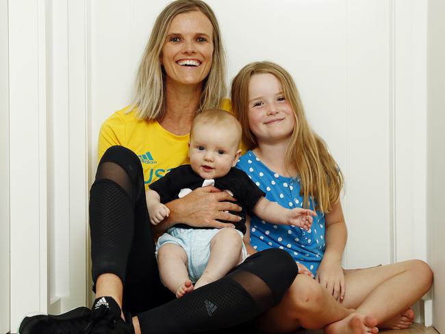 Eloise Wellings with daughter Indi and son Sonny. Picture: Sam Ruttyn