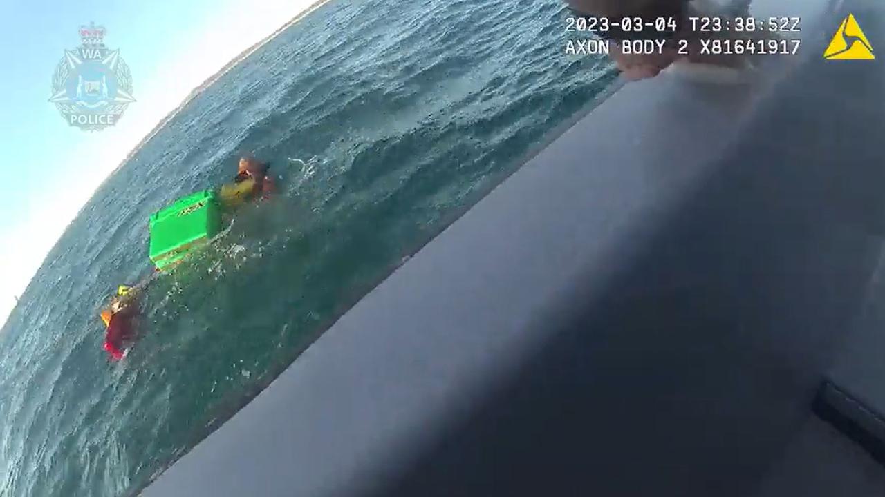 Two of the men were found clinging to an Esky. Picture: WA Police