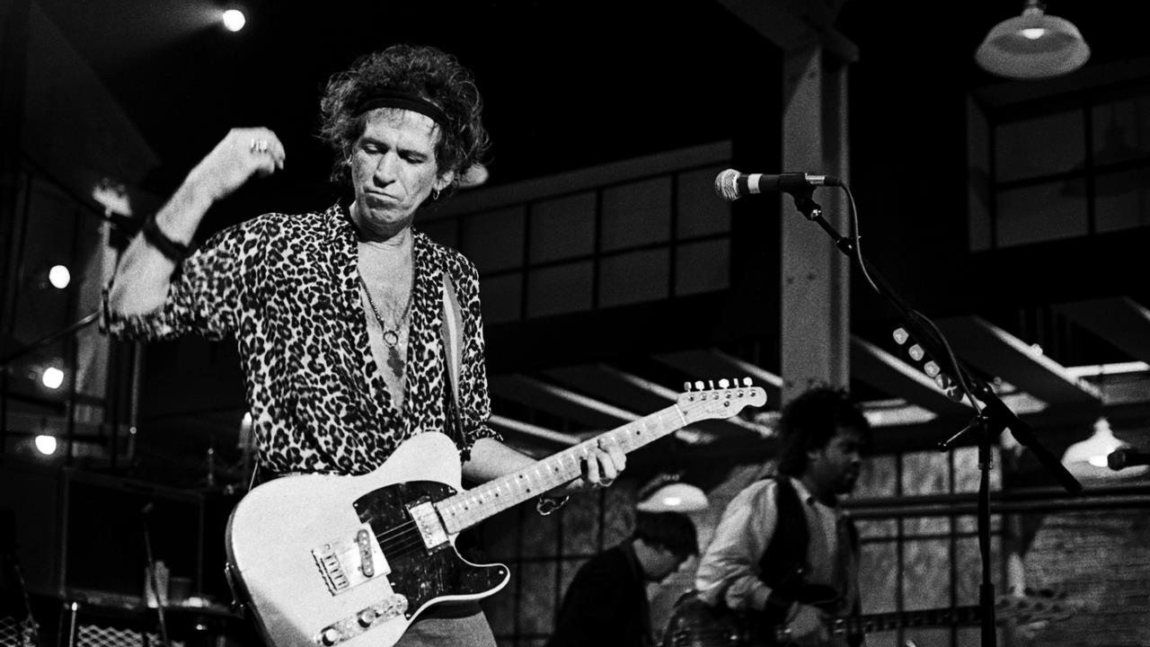 Keith Richards and The X-pensive Winos perform in 1992. Picture: Getty.