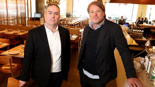 MADE CEO Leigh Small with majority owner Radek Sali at Hellenic restaurant. Picture: David Geraghty / The Australian.
