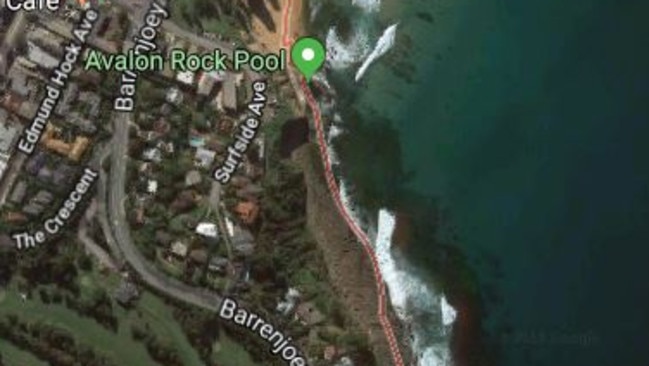 The man died on rocks south of the Avalon Beach rockpool. Picture: Google.