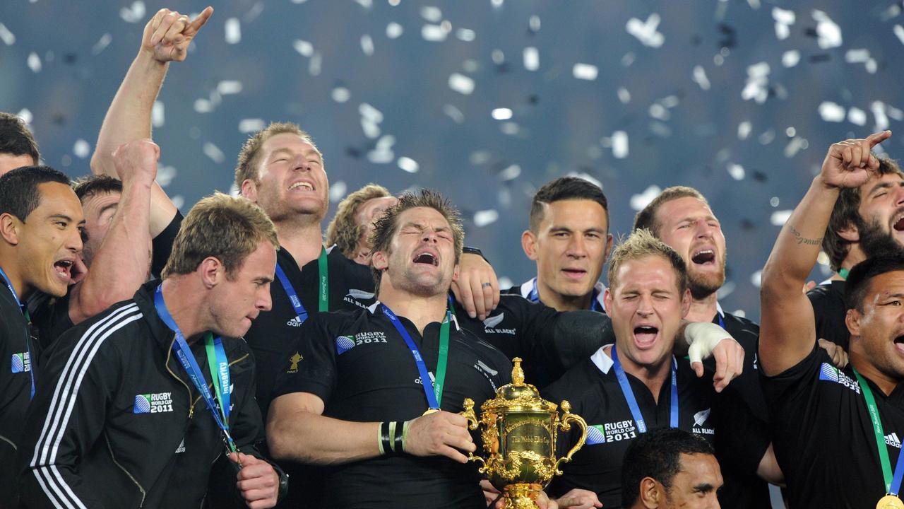 McCaw and the All Blacks after the 2011 Rugby World Cup. Picture: AAP Image/AFP, Gabriel Bouys