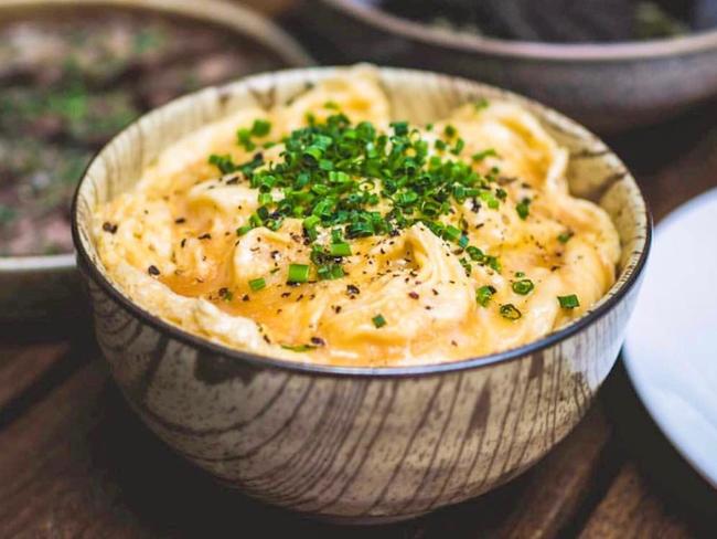 Reynold Poernomo’s Scrambled Dashi Egg Rice Bowl with Kewpie and Furikake. Picture: Supplied