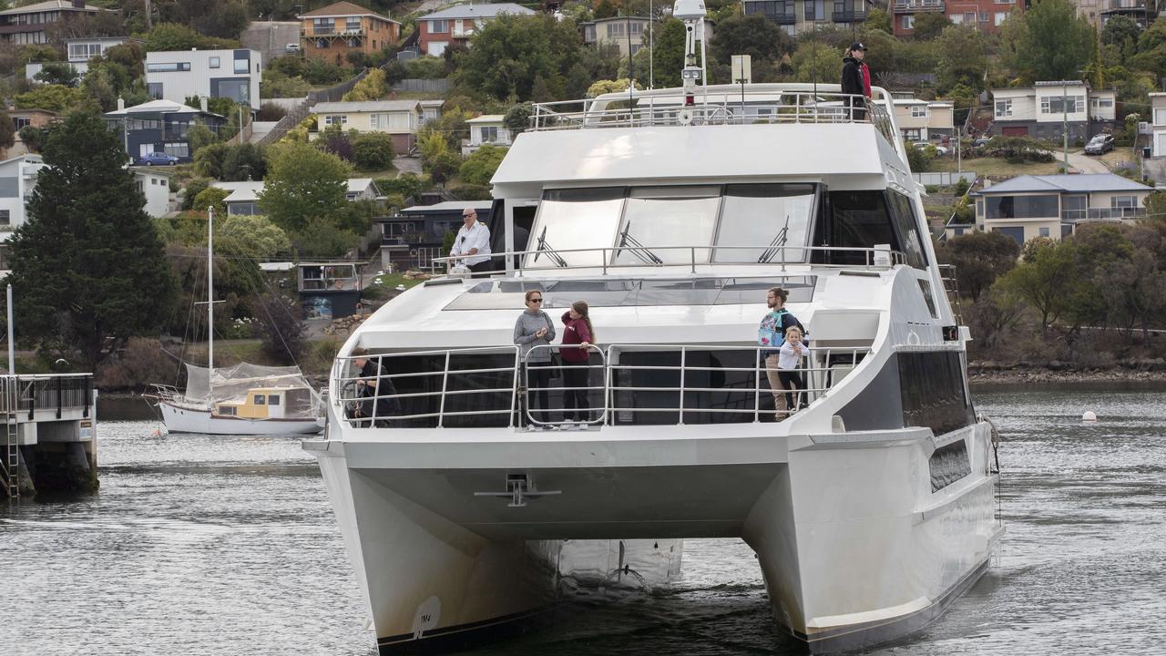 Derwent Ferries, a ferry arrives at Bellerive from Hobart. Picture: Chris Kidd