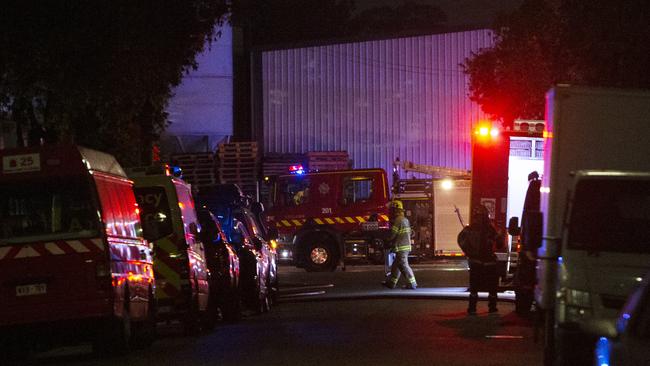 MFS tackling a factory fire in a plastics recycling factory on Blackburn Street, Kilburn. Picture: Emma Brasier