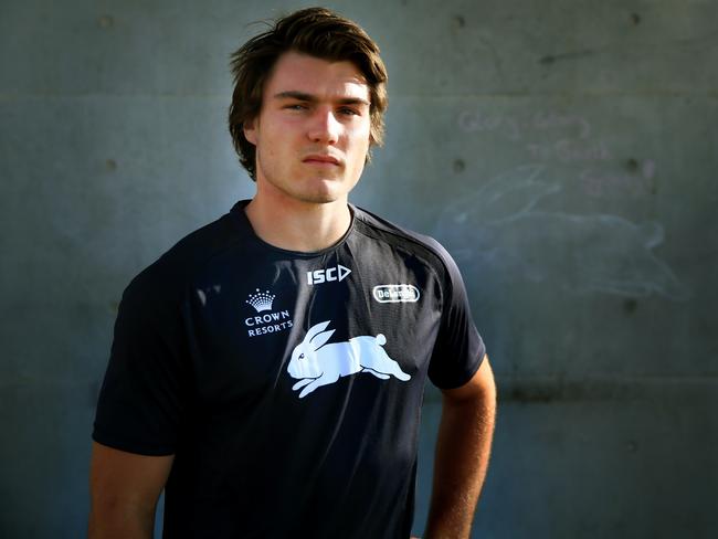 Angus Crichton is a great chance of winning a spot on the Rabbitohs bench. Picture: Mark Evans