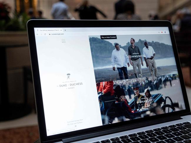 The official website of the Duke and Duchess of Sussex. Picture: AFP