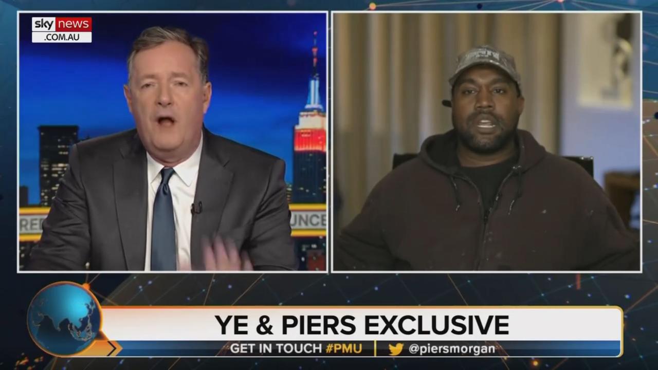Kanye West on Piers Morgan Uncensored. Picture: Piers Morgan Uncensored/Sky News