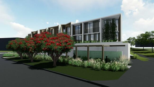 An artist's impression of the Browning St view of a proposed mixed use development at 139 Jonson Street, Byron Bay.